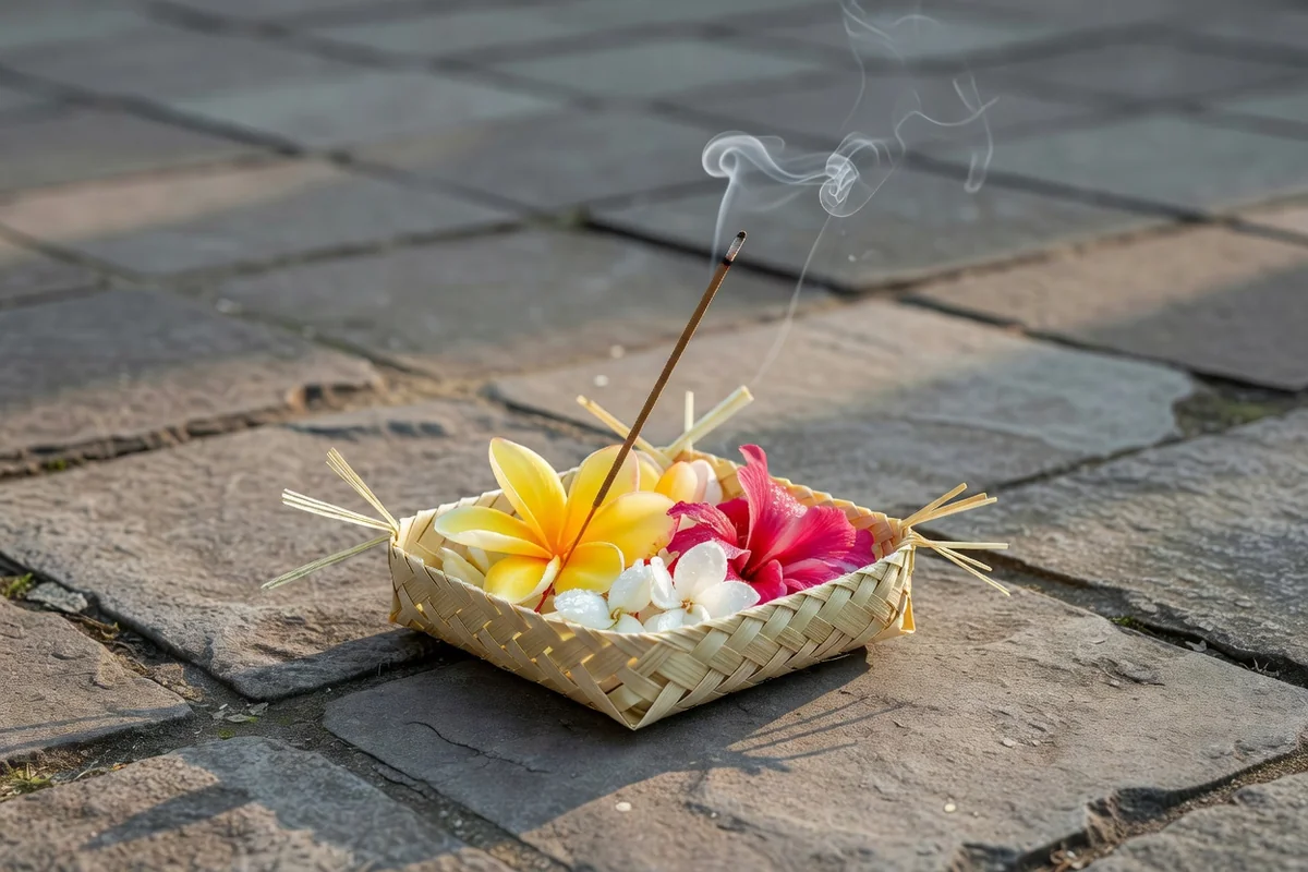 Les offrandes quotidiennes a Bali : le rituel du canang sari
